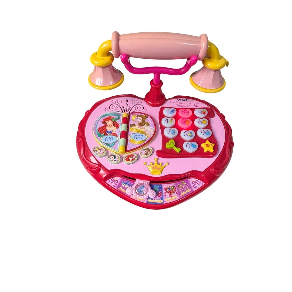 Vintage Vtech Disney Princess Dial n Learn Telephone Ariel Belle Pink Toy VT0205
